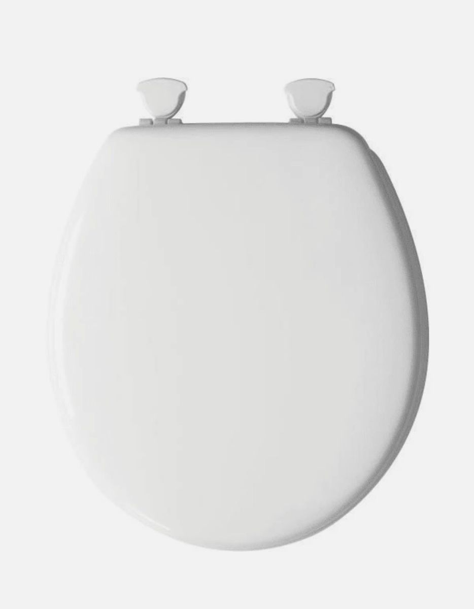 Bemis White Round Closed Front Toilet Seat with Lid, Durable & Easy Clean, Standard Fit