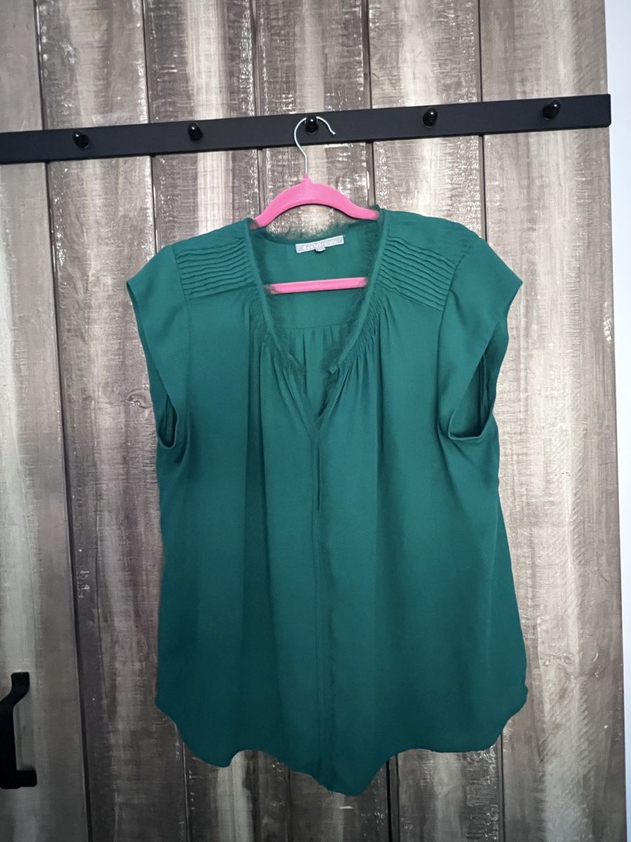 Daniel Rainn Emerald Green Sleeveless Blouse Top XL