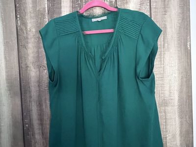 Daniel Rainn Emerald Green Sleeveless Blouse Top XL
