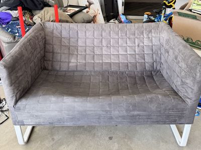 Gray Quilted Loveseat