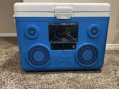 KoolMAX 40 qt. Blue Wheeled Cooler, Bluetooth PA System and Power Station