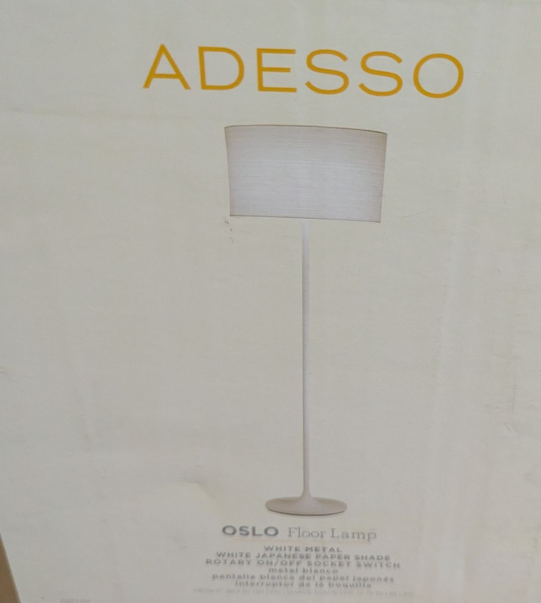NEW Adesso Oslo 60-inch White Metal Floor Lamp