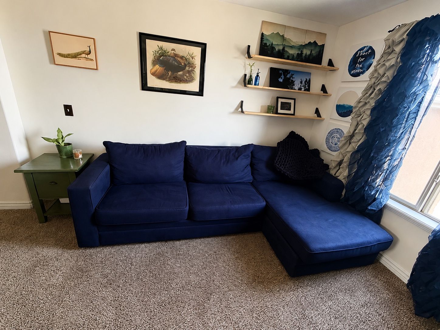 Blue Sectional Couch with Chaise