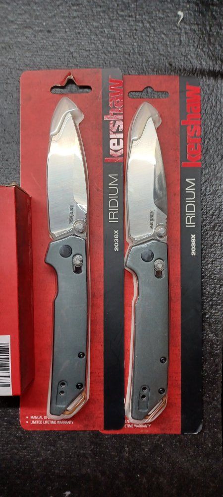 Three Kershaw Iridium 2038 Pocket Knife - D2 Steel, Gray Aluminum Handle