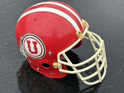 Sports memorabilia Vintage University of Utah football helmet. Drum and feather. Great Fathers Day gift UofU