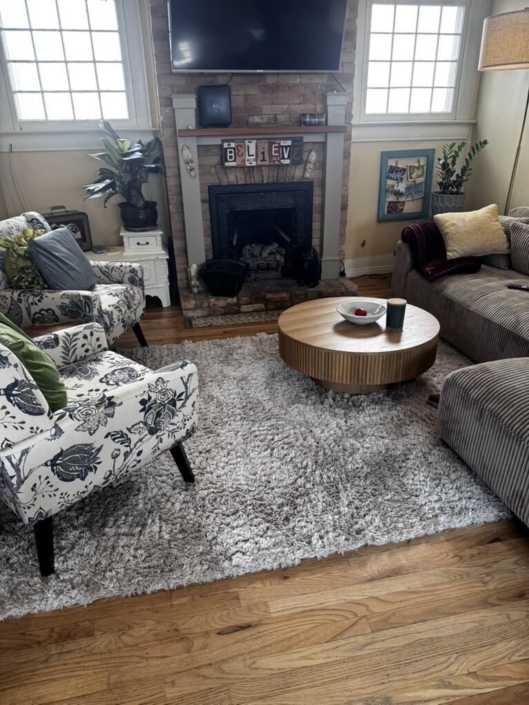 Thick Beige Shag Rug w/pad - 9' X 6.7' Rectangle