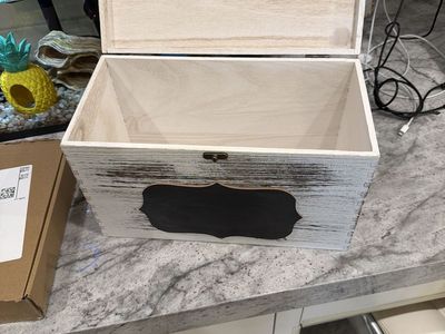 Shabby Chic White Wooden Card Box with Chalkboard Label - Rustic Wedding/Party Decor