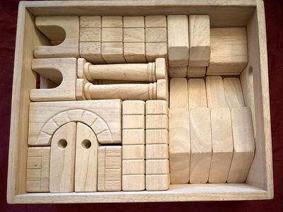 Collectible Melissa & Doug Architectural Blocks - 44 Hand-Scrolled Hardwood Blocks