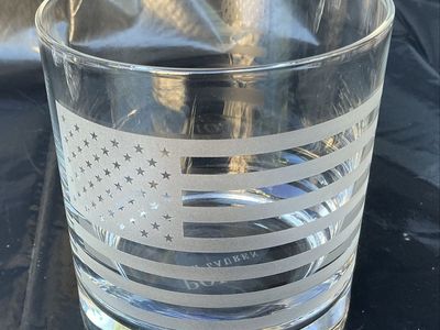 Polo Ralph Lauren American Flag Rocks Glass - Etched Flag Design, Heavy Base Tumbler