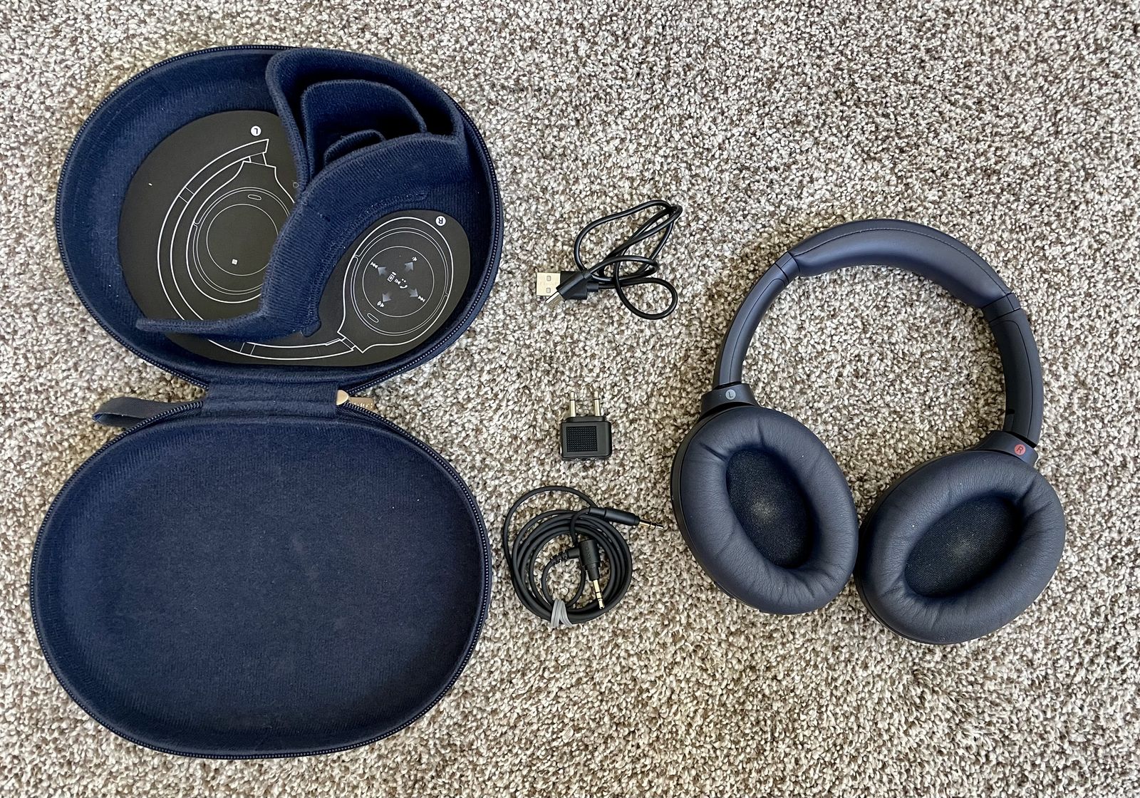 Sony WH-1000XM4 Wireless Premium Noise Canceling Overhead Headphones, Navy Blue