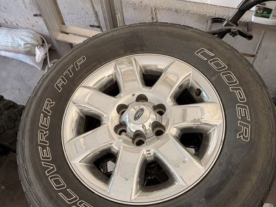 Set of 4 Cooper Discoverer ATP Tires 275/65R18 on 2013 F-150 Ford Chrome Wheels