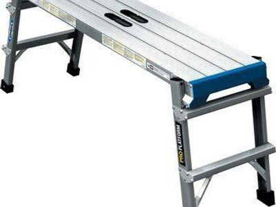 Werner Pro Platform Aluminum Work Bench Folding Step Ladder