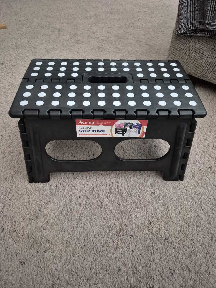 ACSTEP Folding Step Stool, Portable Lightweight Non-Slip Dots, Black