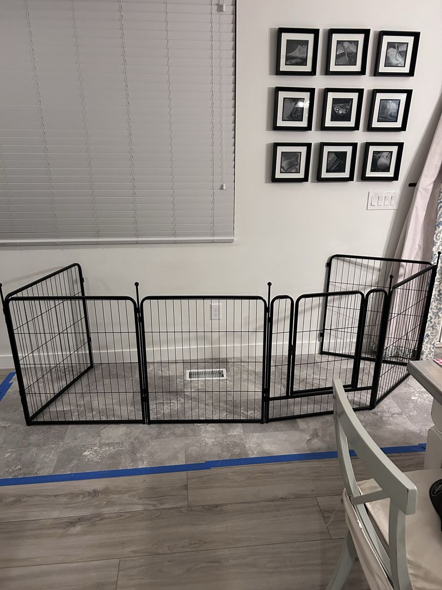 Heavy-Duty Metal Pet Playpen - Indoor/Outdoor Portable Dog/Cat Fence Enclosure - Black