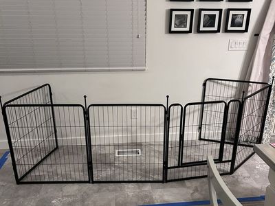 Heavy-Duty Metal Pet Playpen - Indoor/Outdoor Portable Dog/Cat Fence Enclosure - Black