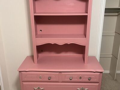 Pink Dresser And Shelf