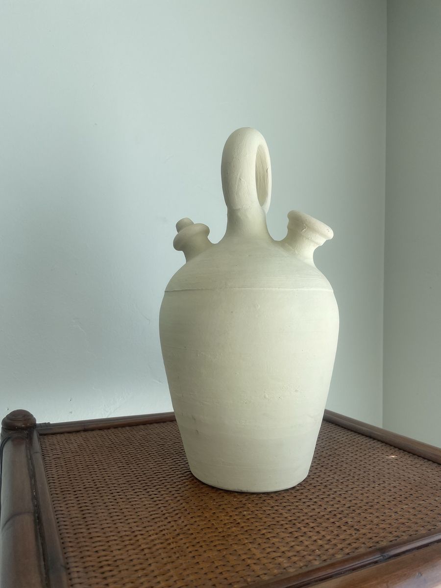 Vintage Unglazed Clay Botijo — Authentic Spanish Water Vessel | Brought from Spain
