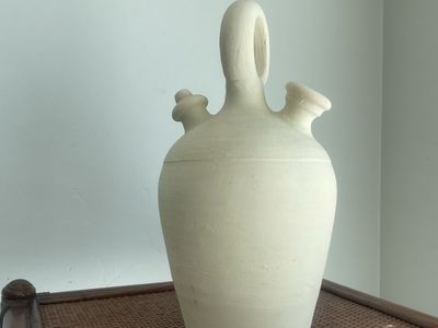 Vintage Unglazed Clay Botijo — Authentic Spanish Water Vessel | Brought from Spain