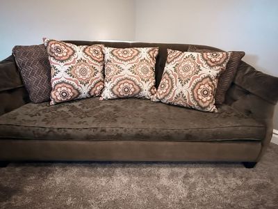 Oversized Deep-Seated Brown Loveseat – Very Comfortabl