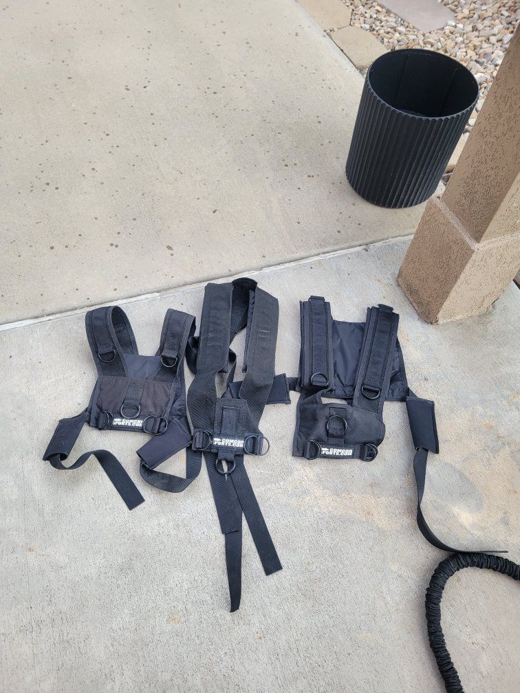 Power Sports Resistance Speed Training Harnesses - 3 Pack Black Adjustable Fitness Vests