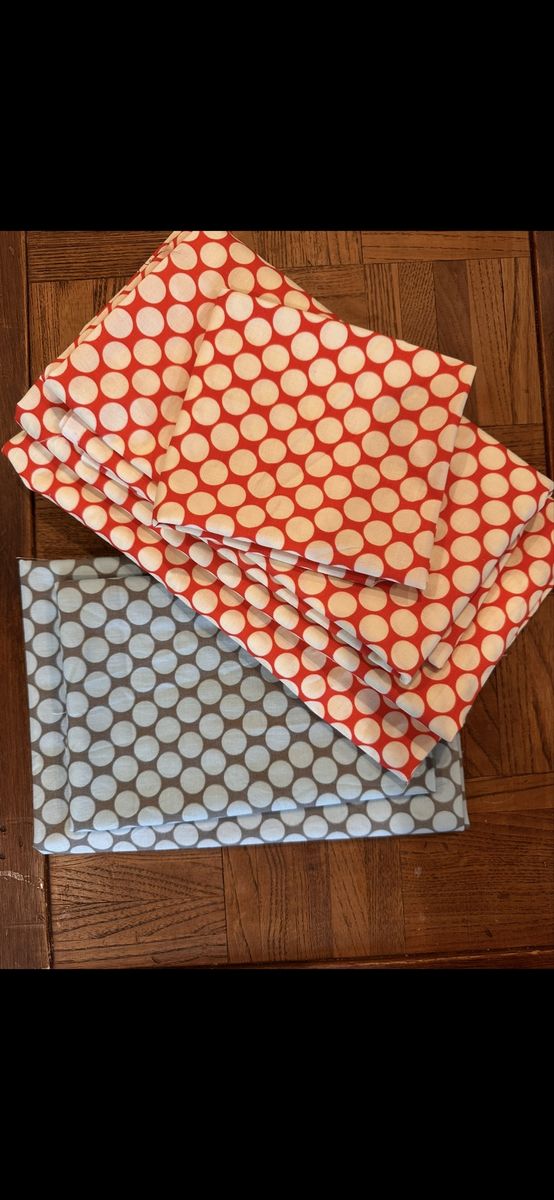 RARE- Amy Butler Full Moon Polka Dot Fabric Lot – Cherry & Slate – Over 4 Yards Total