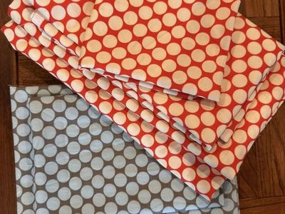 RARE- Amy Butler Full Moon Polka Dot Fabric Lot – Cherry & Slate – Over 4 Yards Total