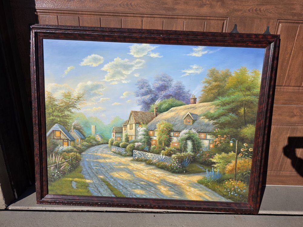 Thomas Kinkade–Style Cottage Painting (