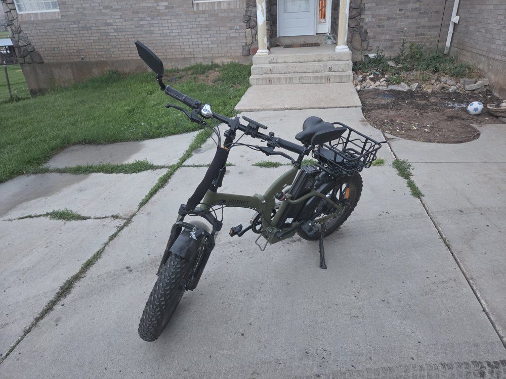 Sunrise Hornet Electric Fat Tire Folding Bicycle - Olive Green, 191 Miles, 750 watt Bafang motor