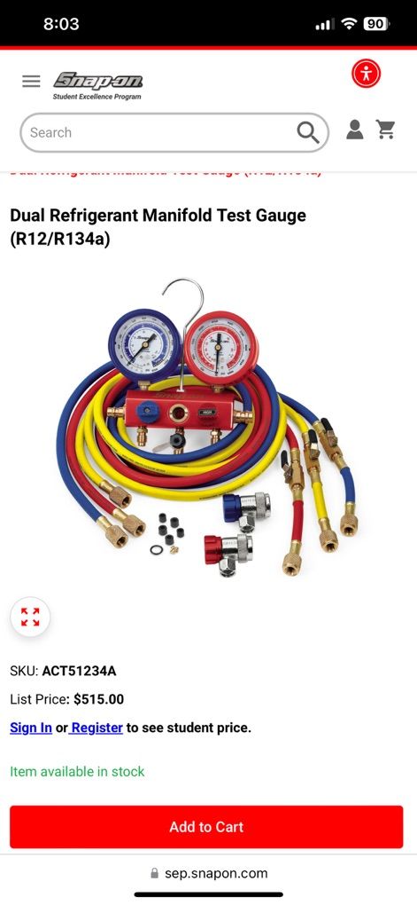 NEW Snap On Manifold Guage Set