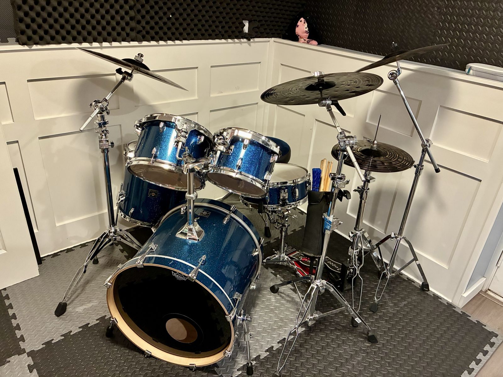 TAMA Superstar Classic Acoustic Drum Set - Indigo Sparkle - Full Kit with Cymbals, Double Bass, and Hardware