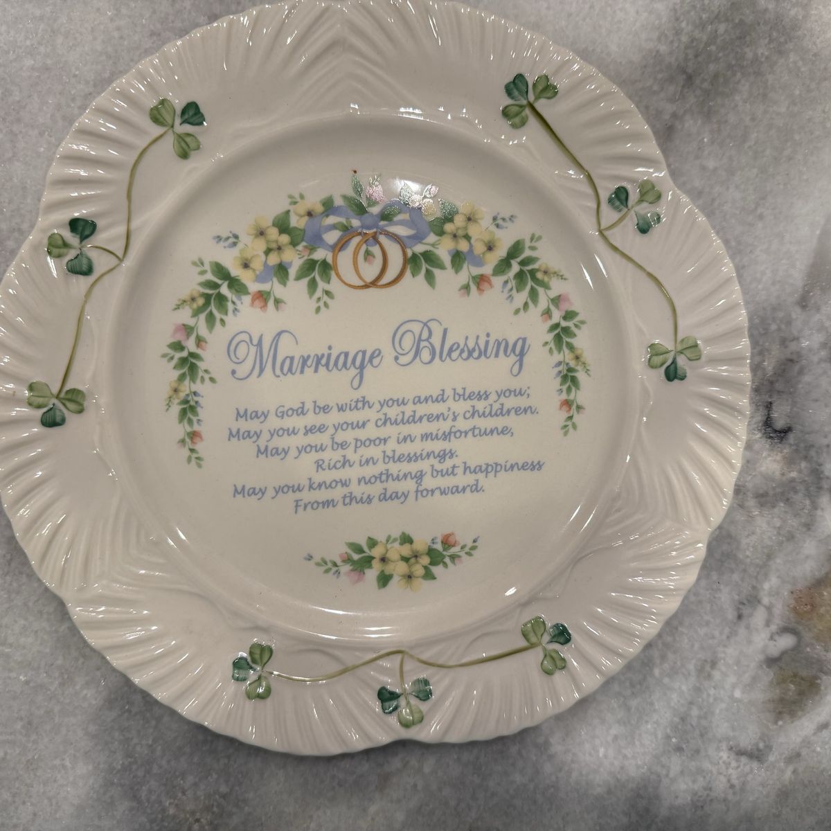 Belleek Ireland Marriage Blessing Plate