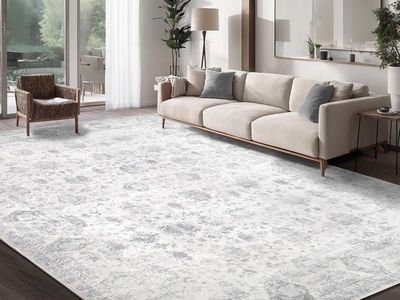 NEW 8×10 Area Rug for Living Room, Vintage Floral Distressed Farmhouse Boho Grey Gray