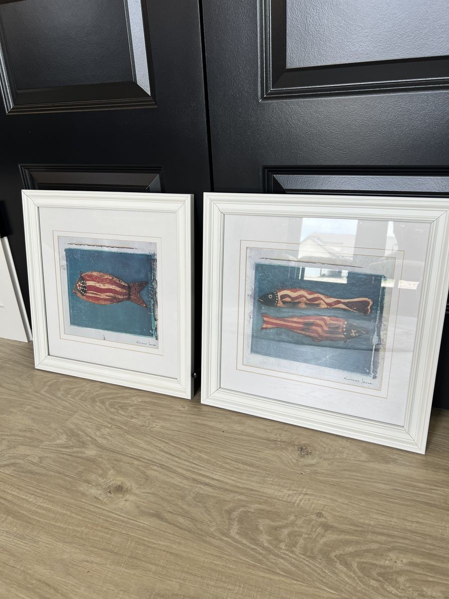 2 Piece Americans Fish Framed Art
