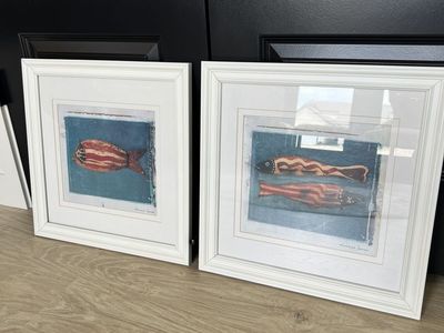 2 Piece Americans Fish Framed Art
