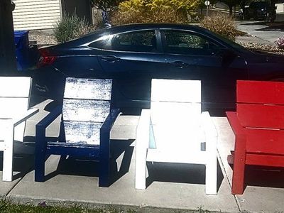 4 Adirondack Chairs Red, White & Blue freshly painted!