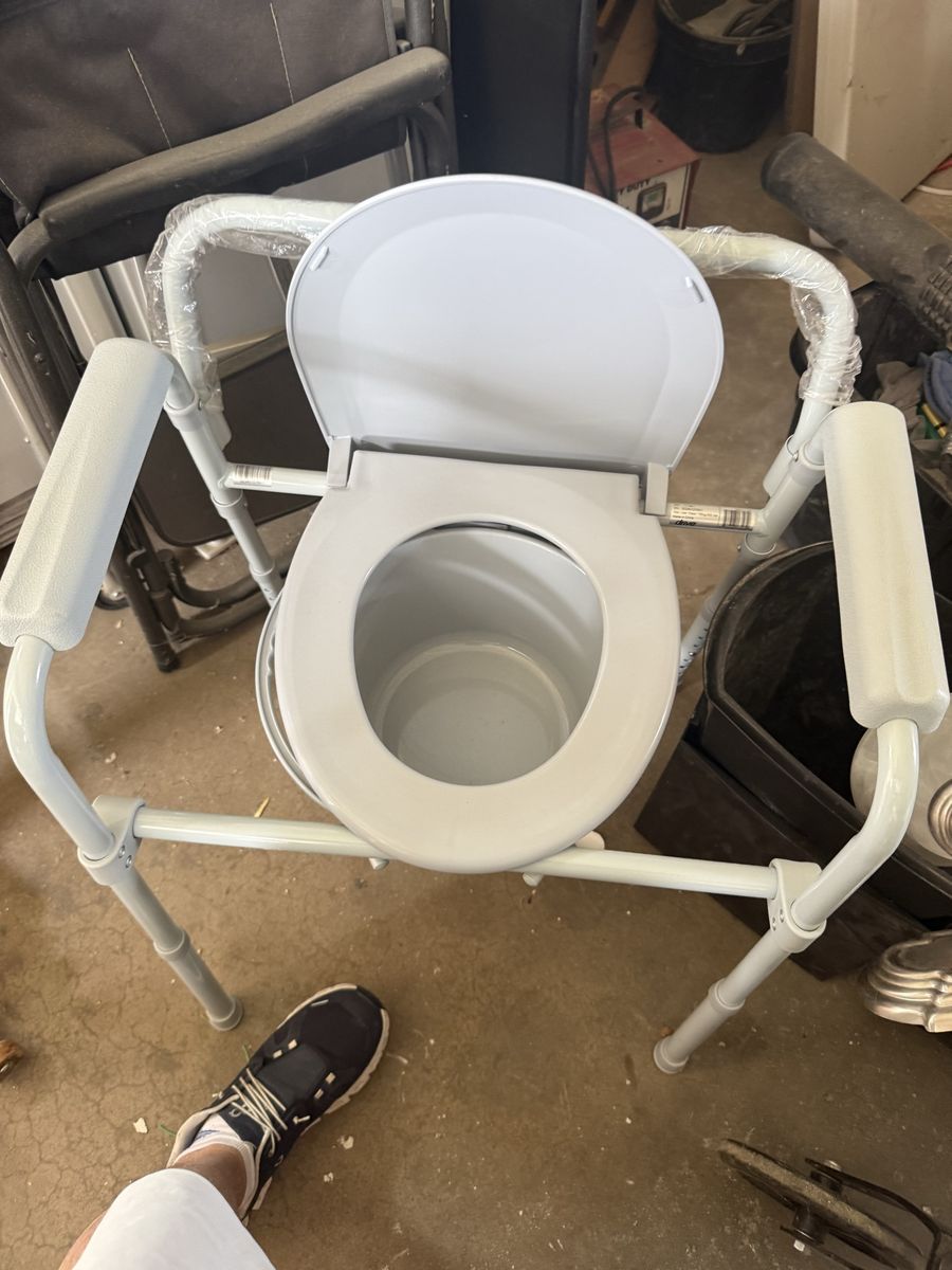 Drive Medical 11148-1 Steel Folding Commode Chair - 350lb Max User Weight, Portable