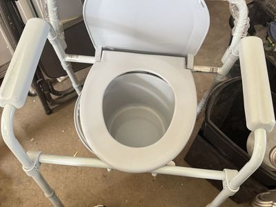 Drive Medical 11148-1 Steel Folding Commode Chair - 350lb Max User Weight, Portable