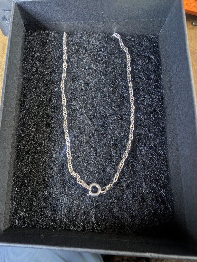 Silver Rope Chain Necklace with Spring Ring Clasp