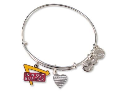 In-N-Out Burger Charm Bracelet Adjustable Silver-Tone Bangle Collector Item