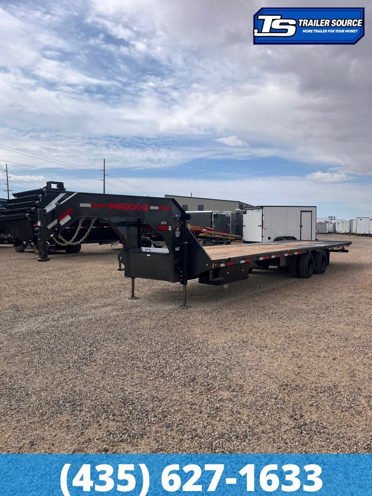 8.5x32 Maxx-D YDX Gooseneck Hydraulic Dovetail Equipment Trailer - 25.9K GVWR - 16K Axles, Hydraulic Jack(s)