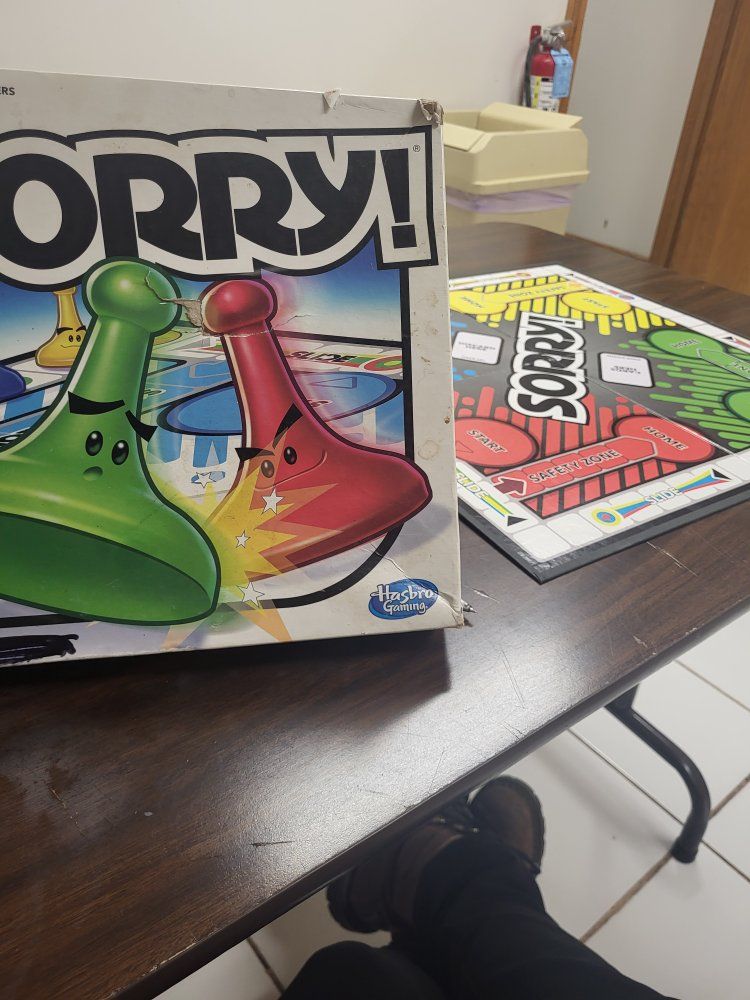 Sorry! Free! Board Game by Hasbro - Ages 6+, 2-4 Players, with Cards & missing 1 blue Pawns