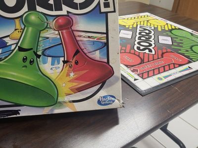 Sorry! Free! Board Game by Hasbro - Ages 6+, 2-4 Players, with Cards & missing 1 blue Pawns