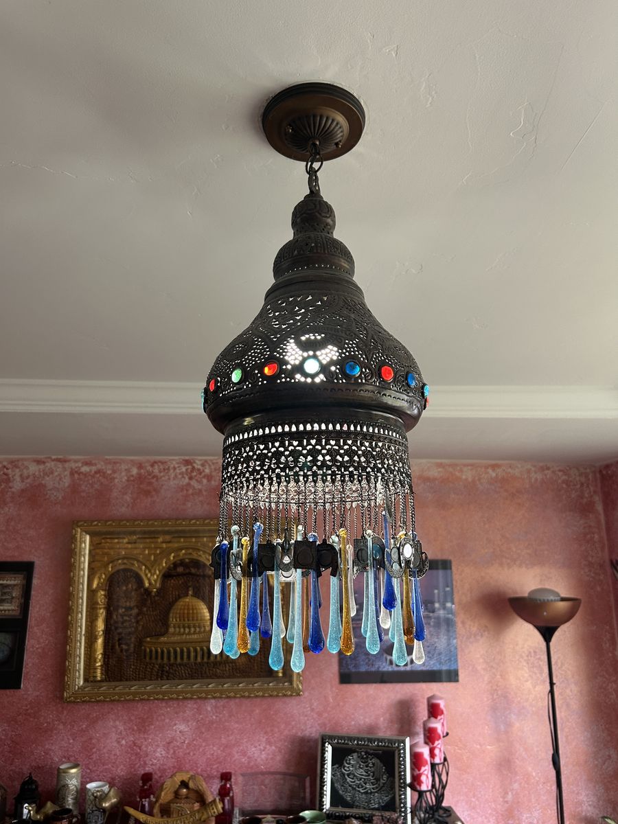 Authentic Handcrafted Egyptian Copper Hanging Lantern / Chandelier