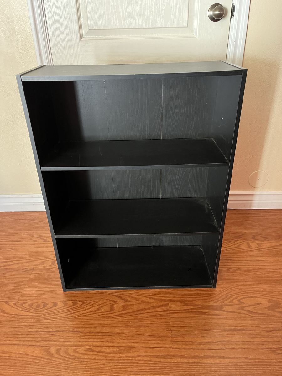 Black 3-Tier Wooden Bookshelf Display Unit