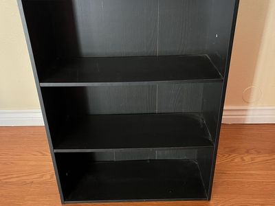 Black 3-Tier Wooden Bookshelf Display Unit
