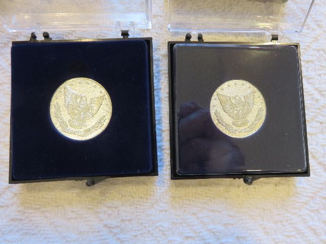 PAIR OF VINTAGE MINT SILVER (NOT PURE) BOY SCOUTS OF AMERICA "ONCE AN EAGLE-ALWAYS AN EAGLE) COINS