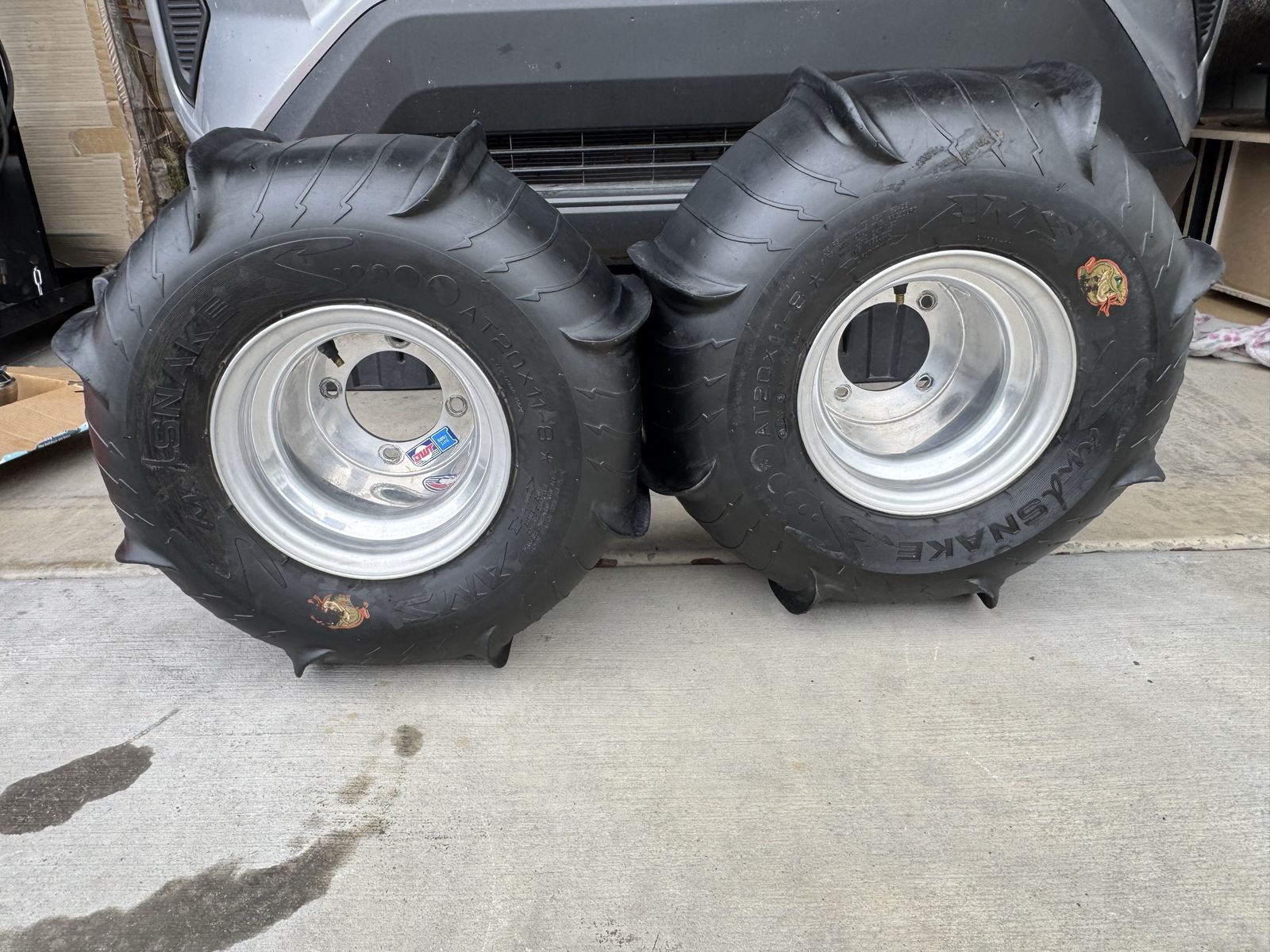 ATV Paddle Tires And Wheels 20x11-8 AMS Black Snake Paddle Tires with Wheels 20x11-8 ATV Sand Tires