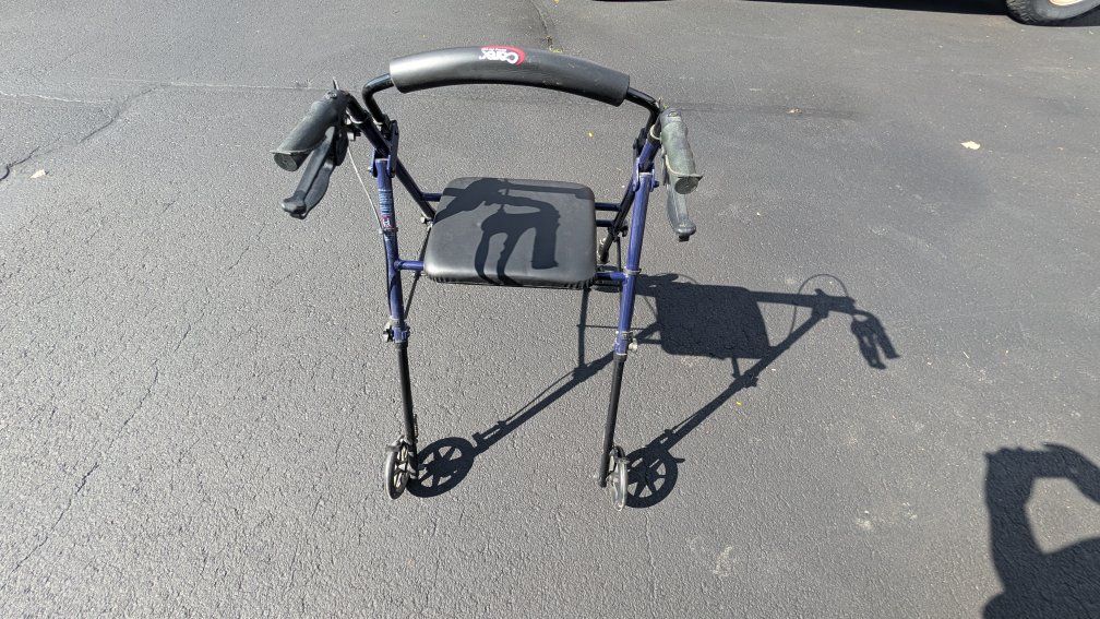 Carex Blue Rollator Walker with Seat and Hand Brakes Used