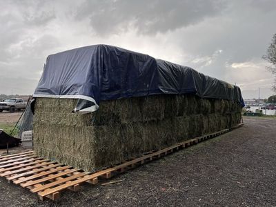 Billboard vinyl tarps perfect for hay covers, rv covers, weed barriers, xeriscape