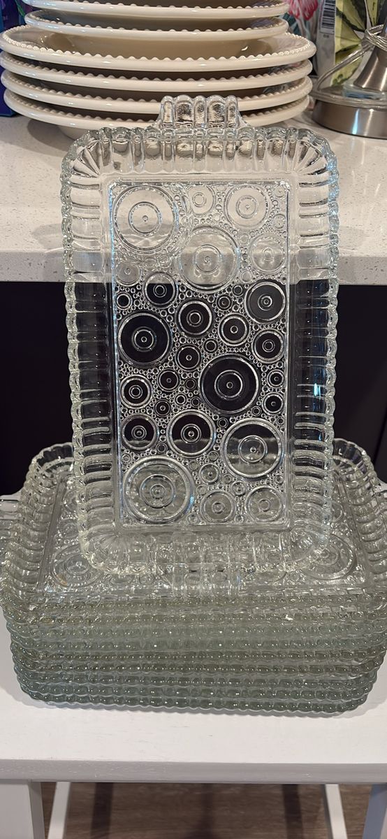 Glass platters with circle designs